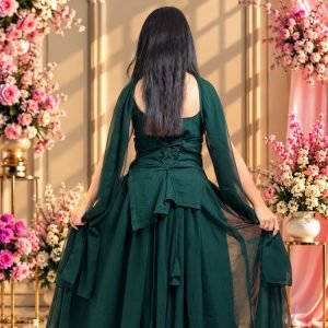 Deep Green Asymmetrical Kurtha Sharara Set