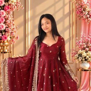 Maroon Anarkali Set