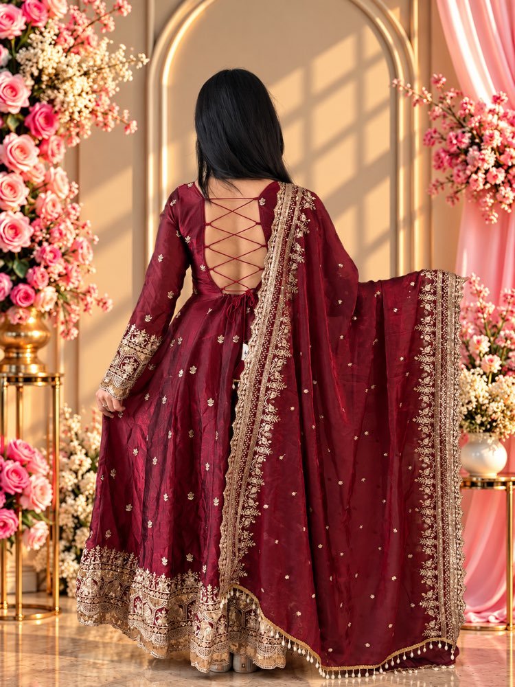 Maroon Anarkali Set - Image 2