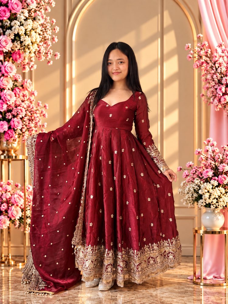 Maroon Anarkali Set - Image 3