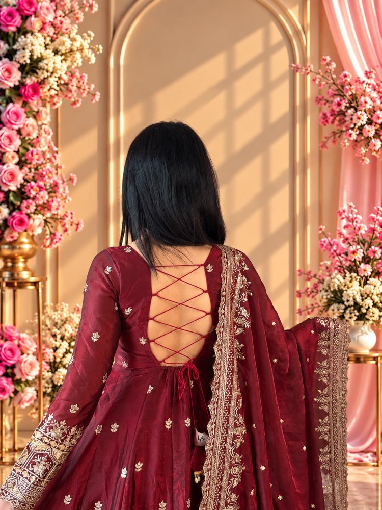 Maroon Anarkali Set - Image 4