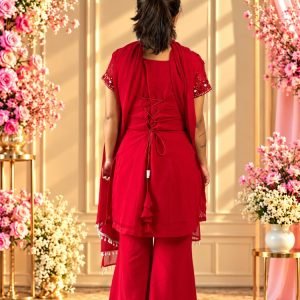 Red Sequin 90s Set with Lace-Up Back