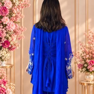 Royal Blue 90s Set with Silver Embroidery